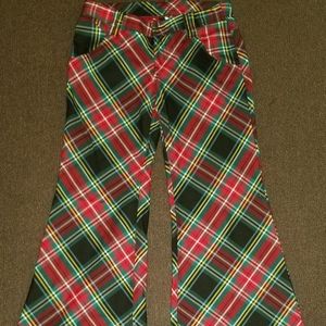Free People Plaid Extreme Bell Bottoms